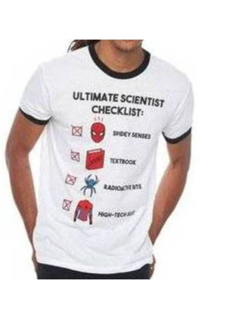 Mens Spider-Man T-Shirt White Large Marvel Short Sleeve Crewneck Tagless Spidy